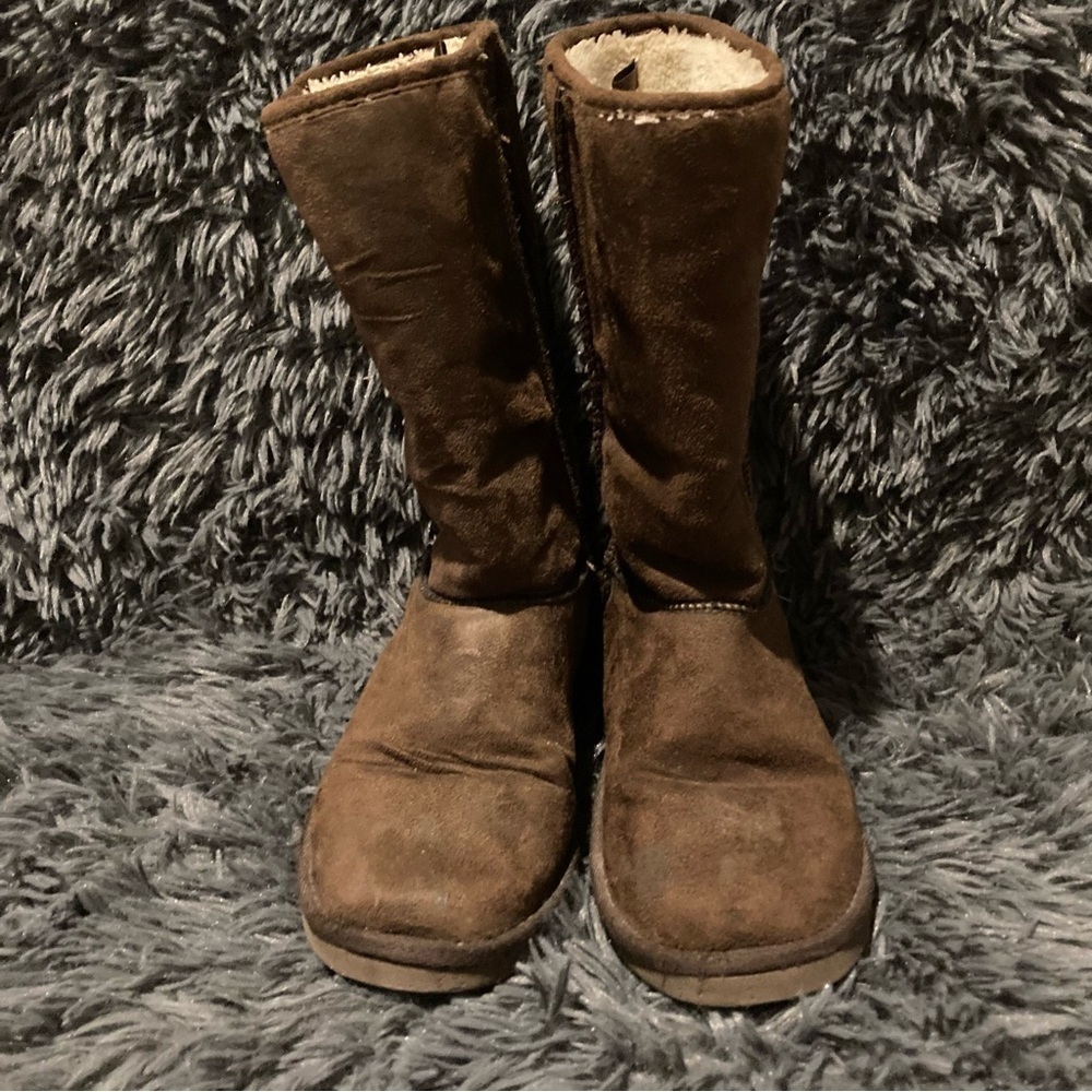 Girls Brown Faux Suede Mid-Calf Boot